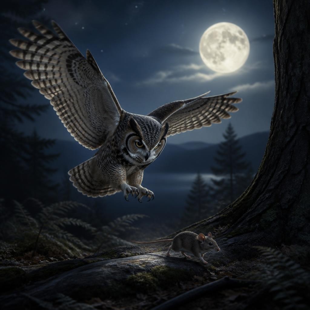 Illustration for the English word “nocturnal”