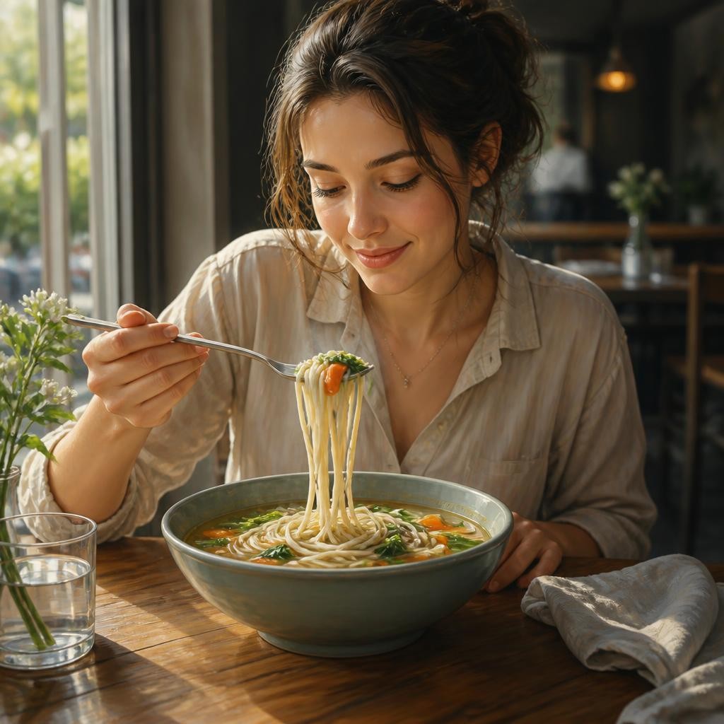 Illustration for the English word “noodle”