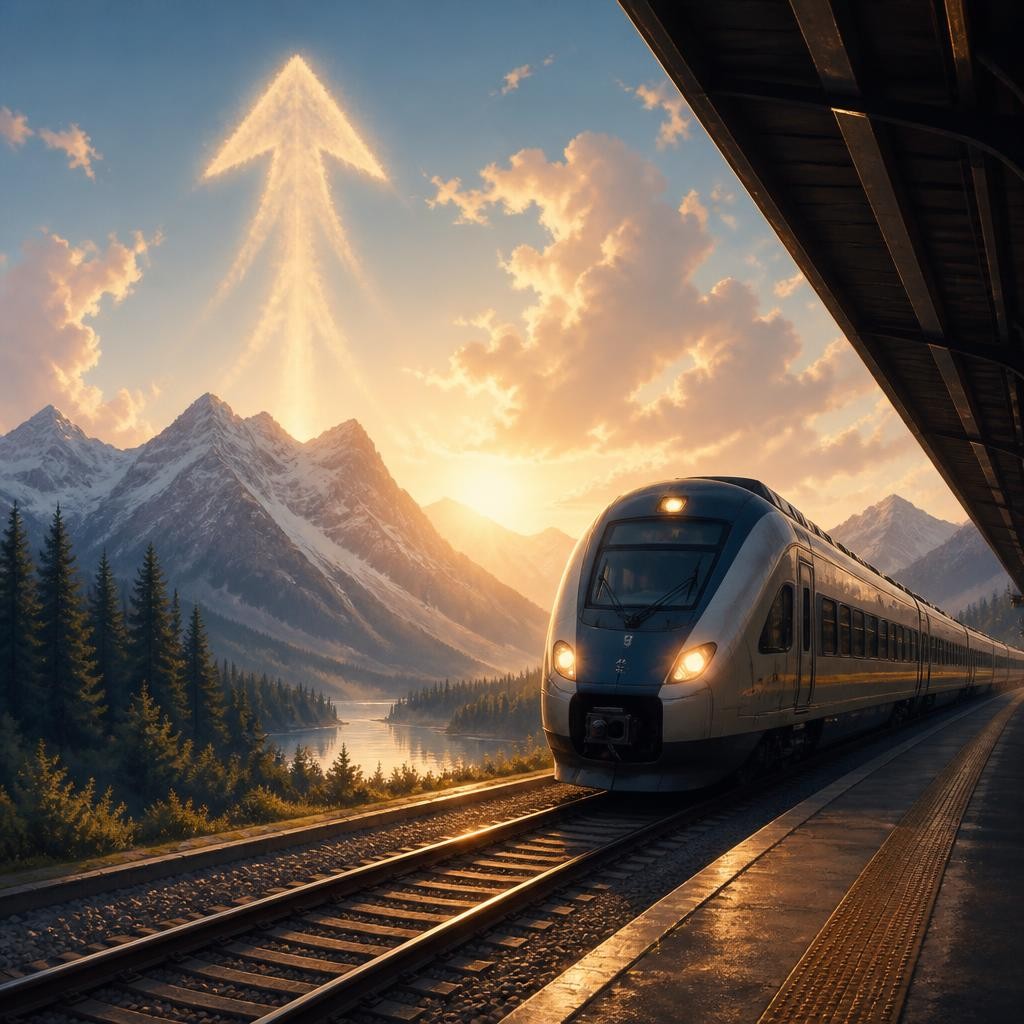 Illustration for the English word “northbound”