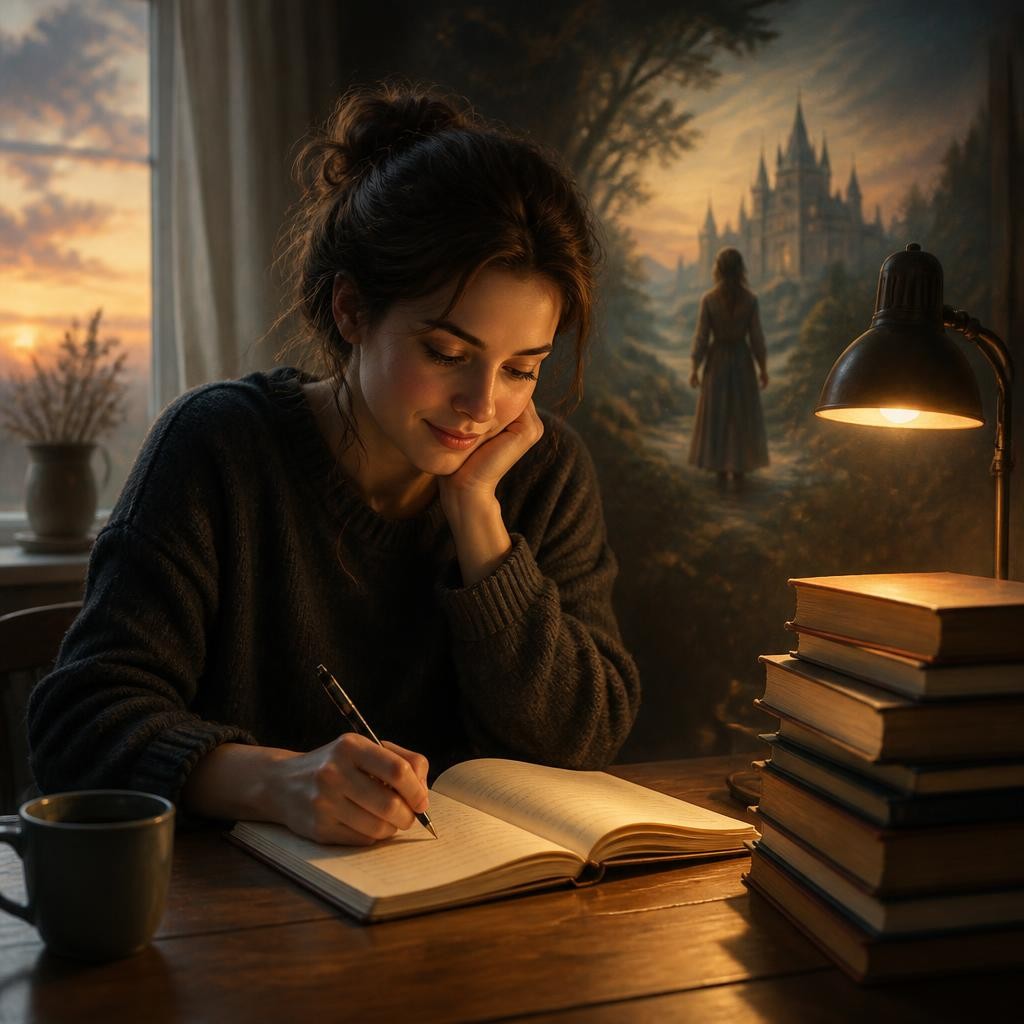 Illustration for the English word “novel”