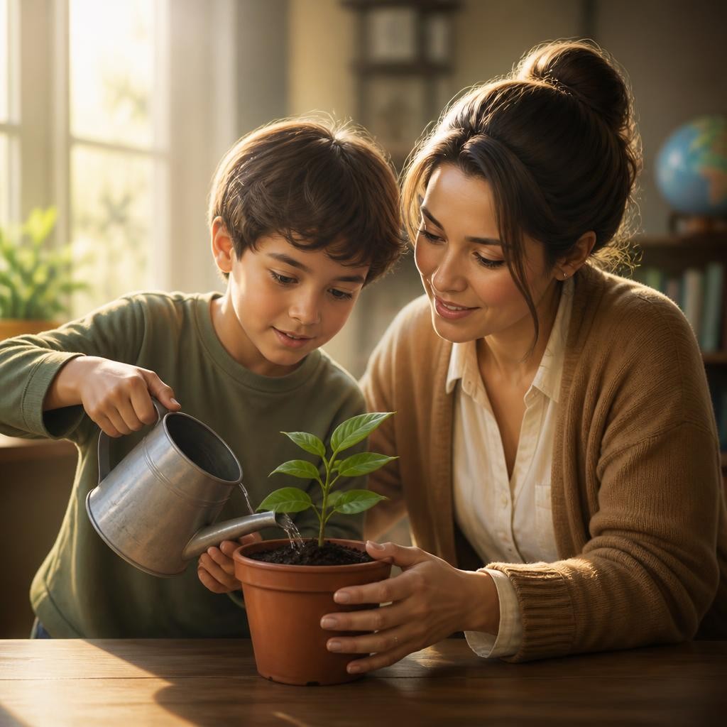 Illustration for the English word “nurture”