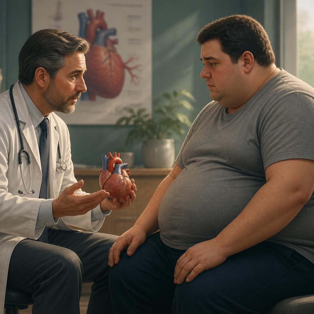 Illustration for the English word “obese”