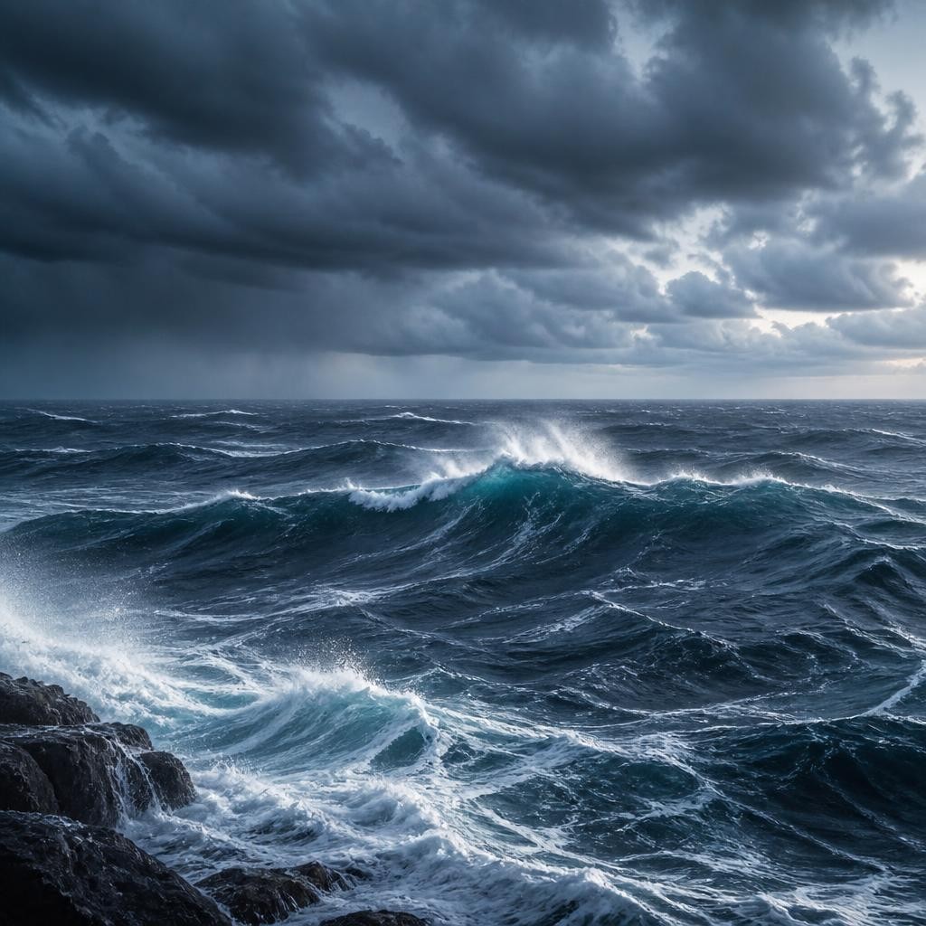 Illustration for the English word “ocean”