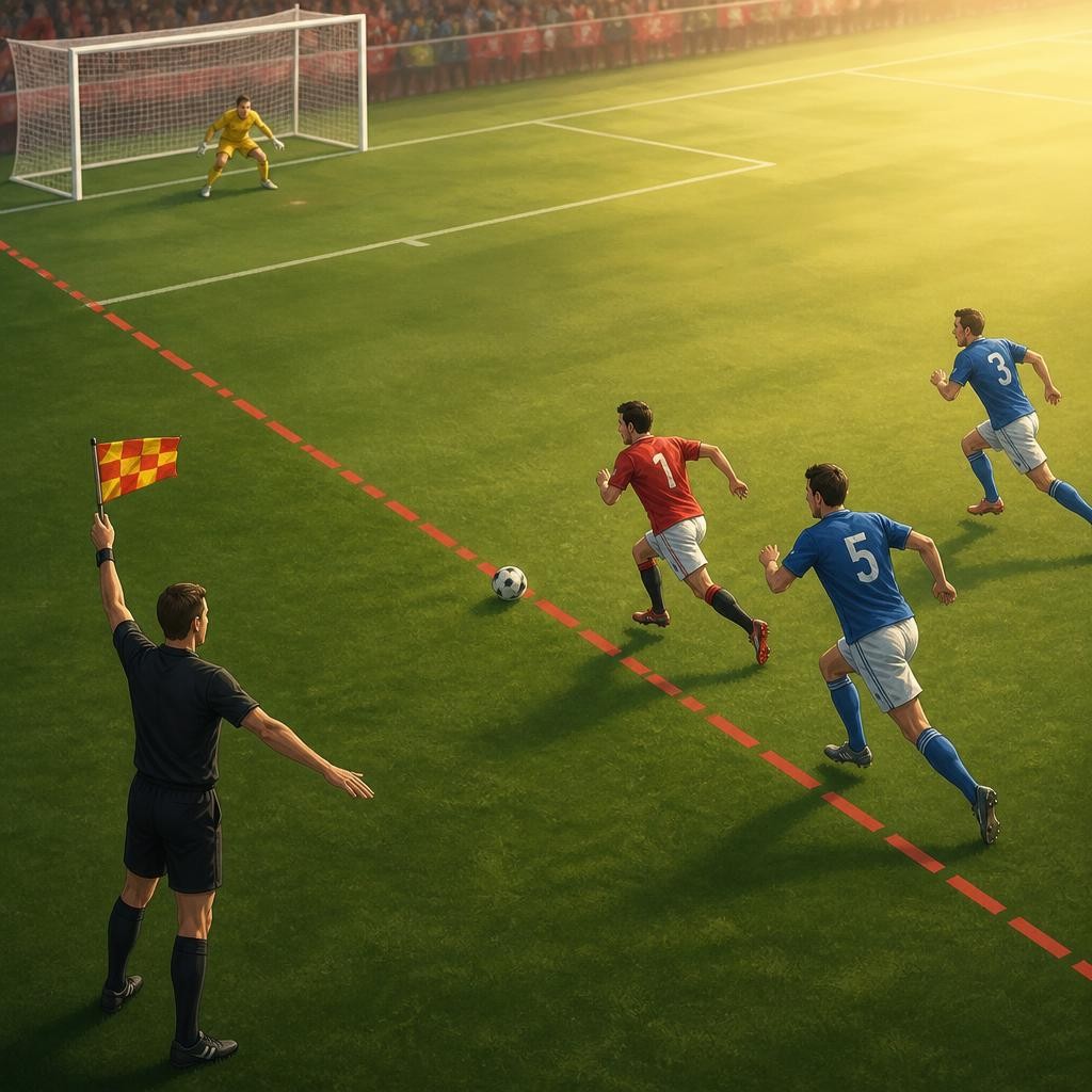 Illustration for the English word “offside”