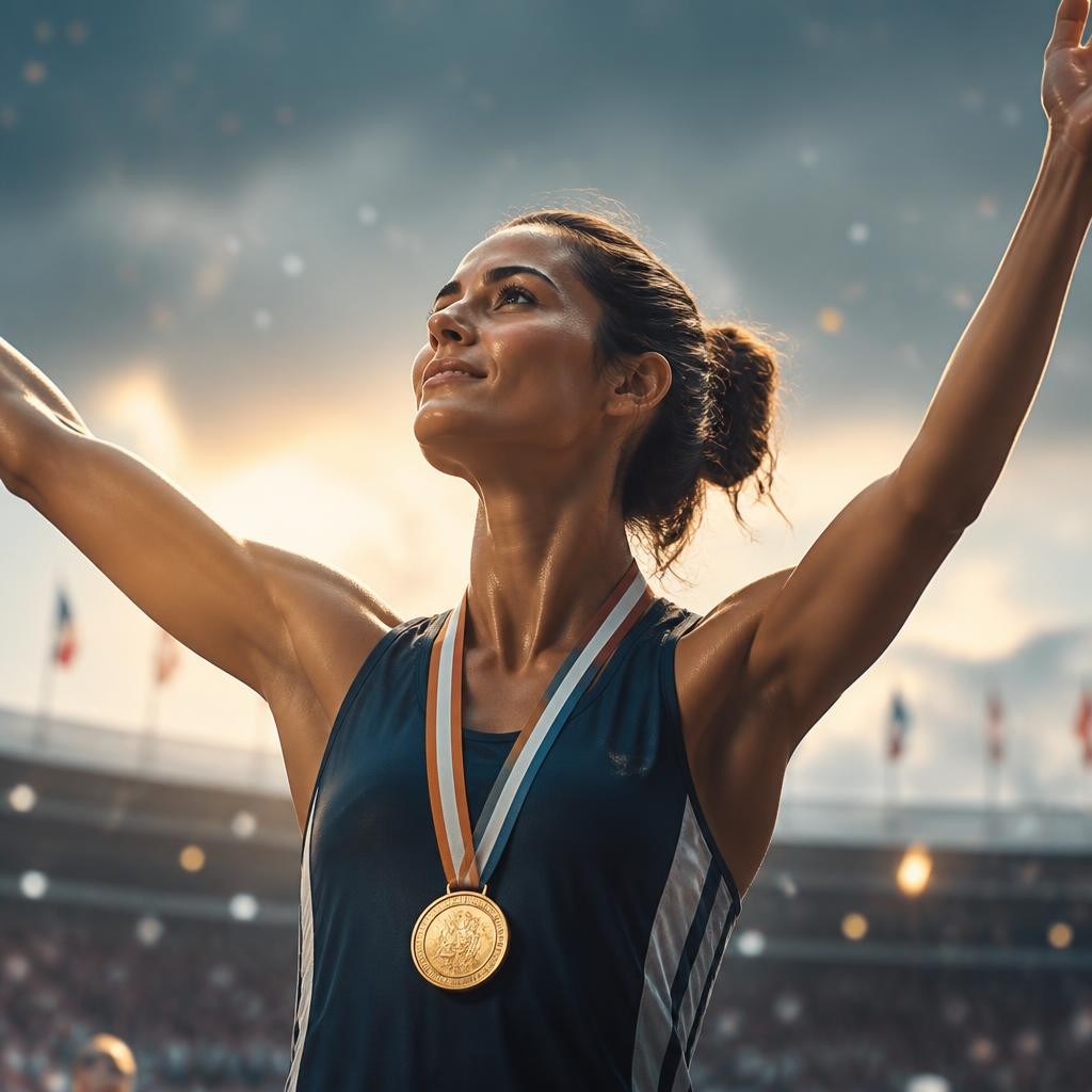 Illustration for the English word “olympian”