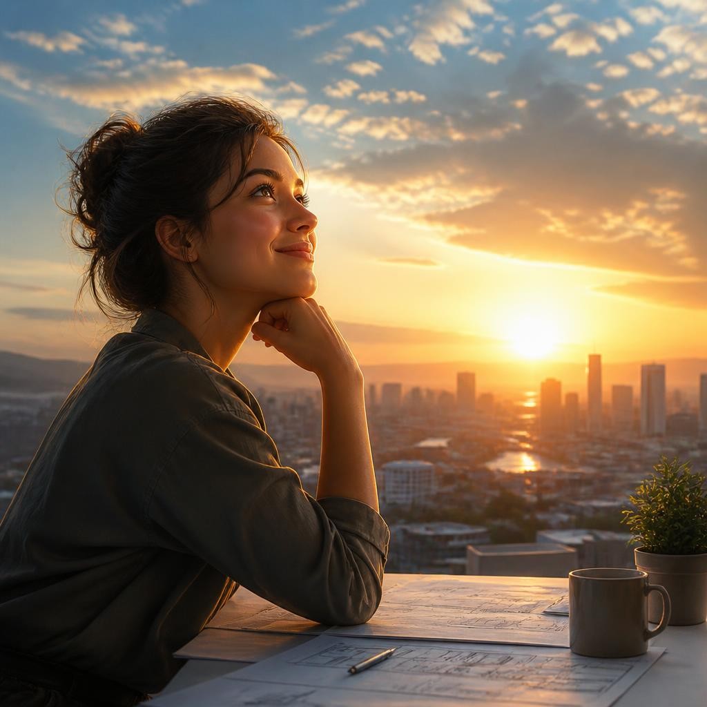 Illustration for the English word “optimistic”