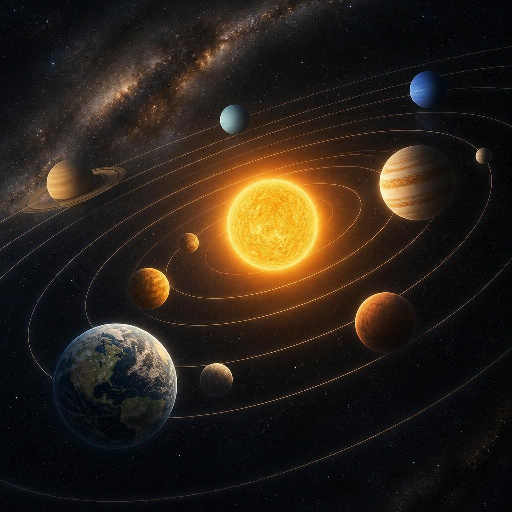 Illustration for the English word “orbit”