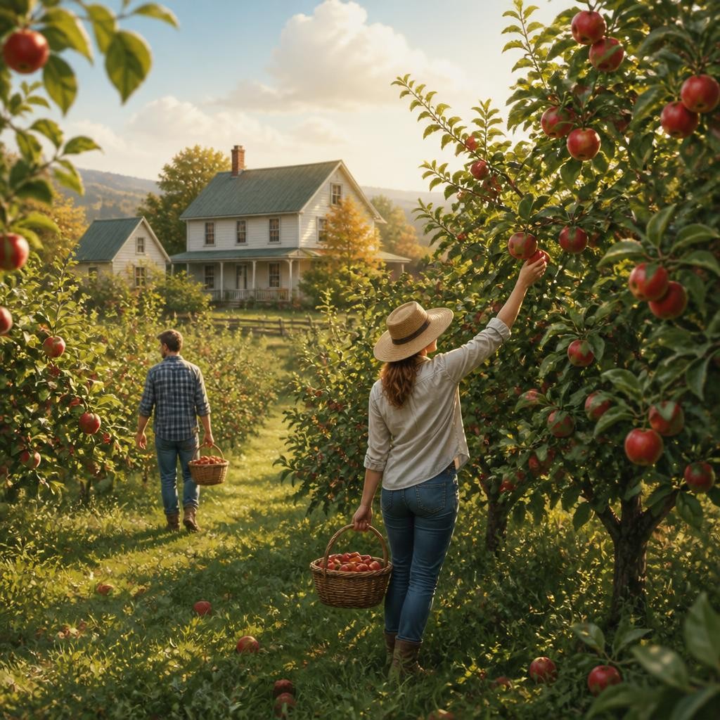 Illustration for the English word “orchard”