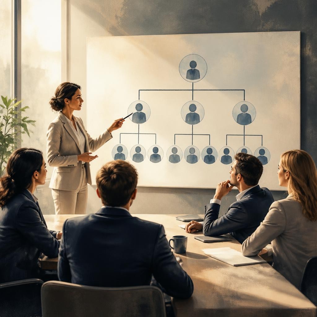 Illustration for the English word “organizational”