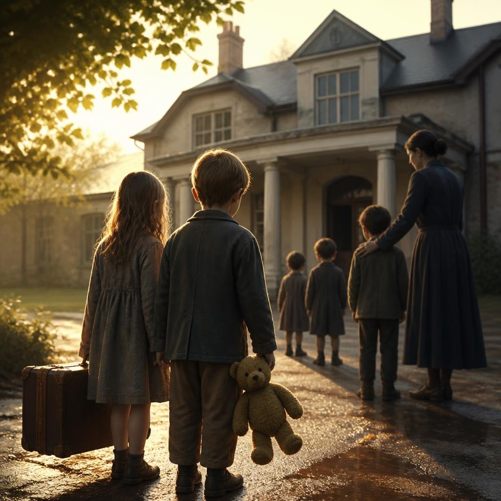 Illustration for the English word “orphanage”