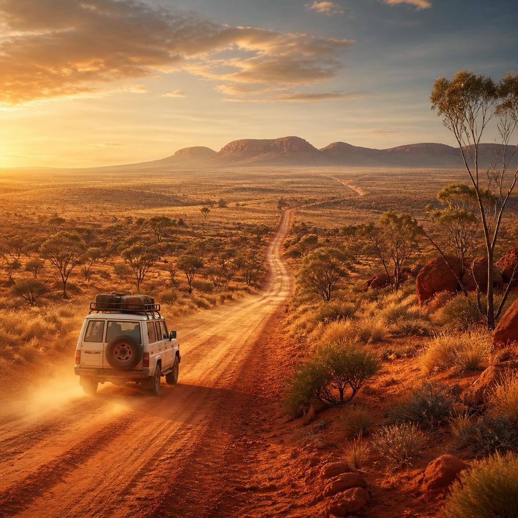 Illustration for the English word “outback”