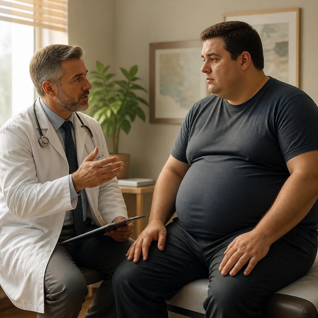 Illustration for the English word “overweight”