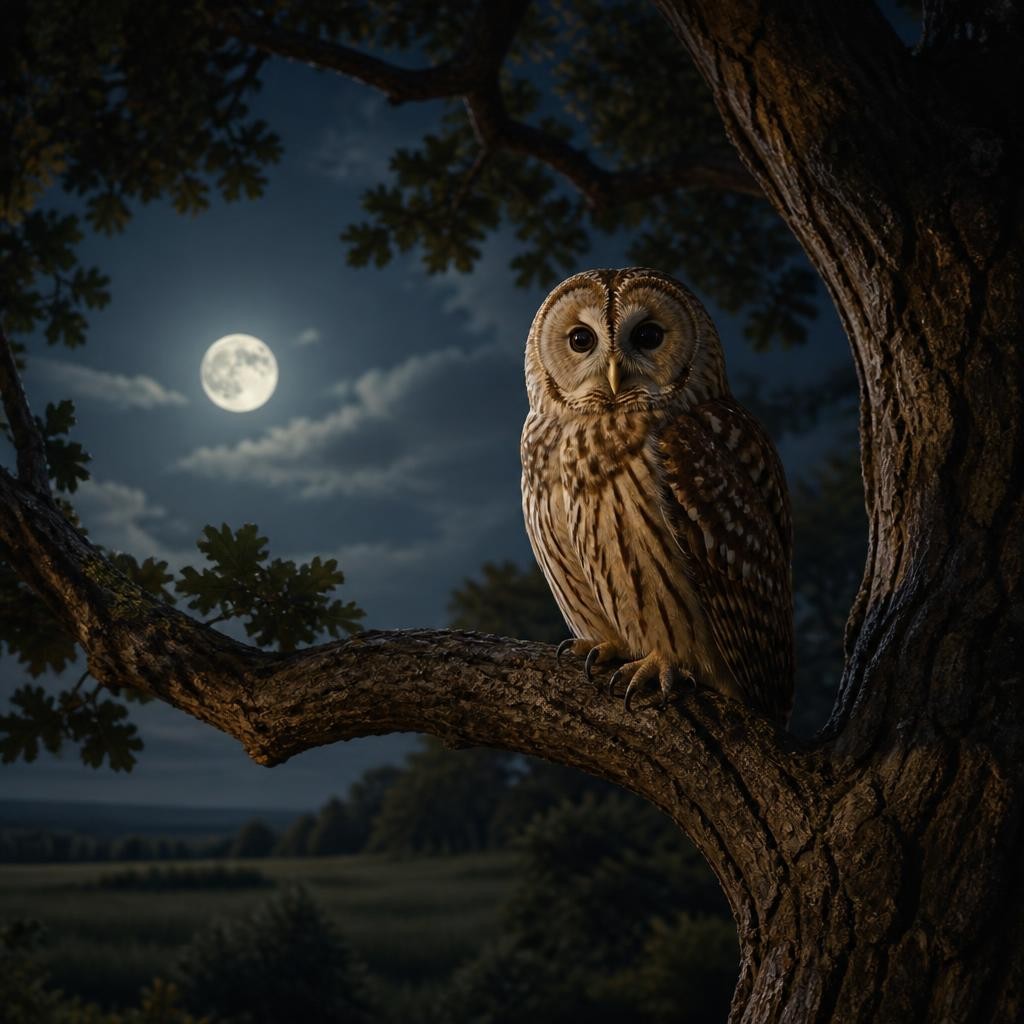 Illustration for the English word “owl”
