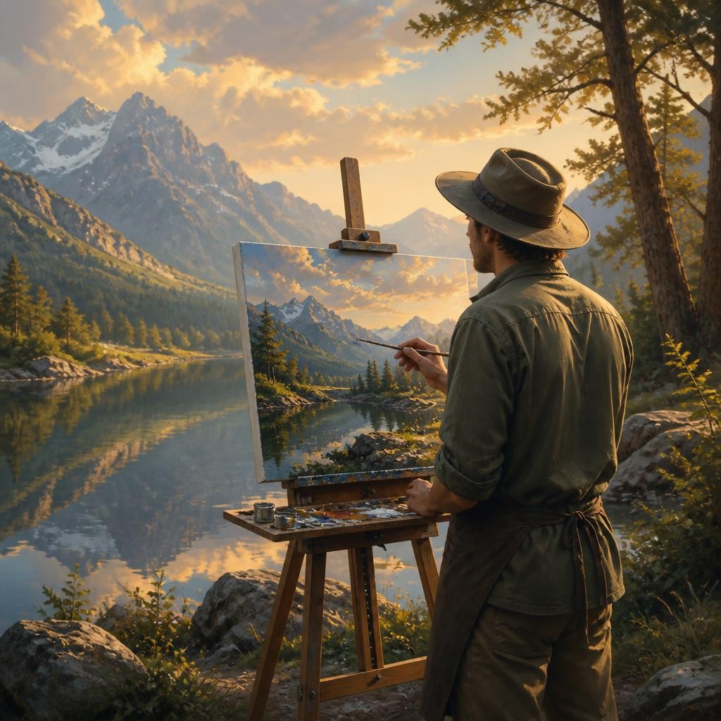 Illustration for the English word “painter”