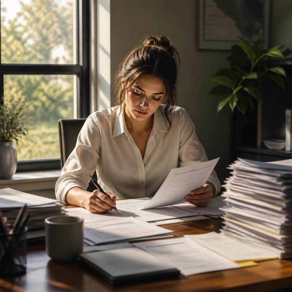 Illustration for the English word “paperwork”