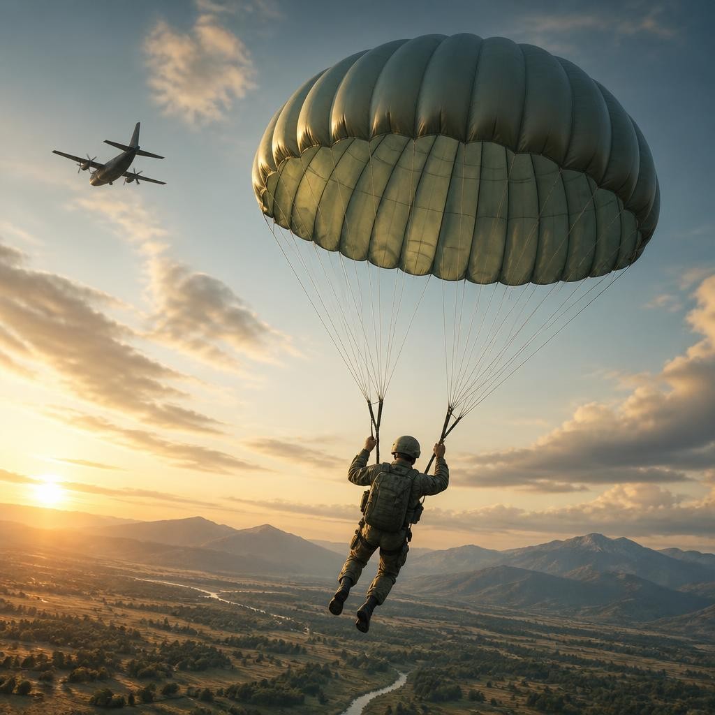 Illustration for the English word “parachute”