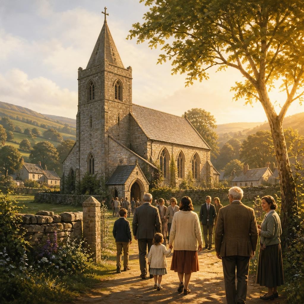 Illustration for the English word “parish”