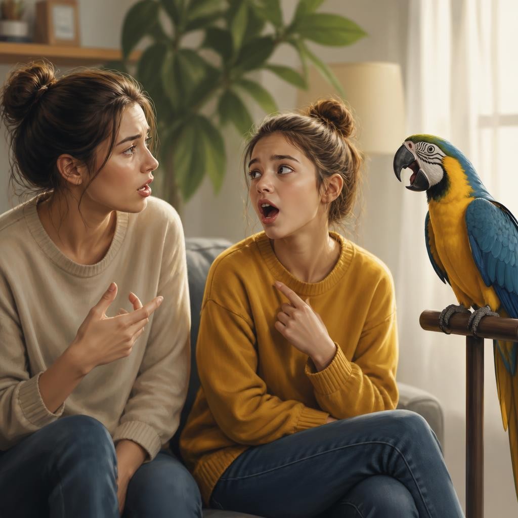 Illustration for the English word “parrot”
