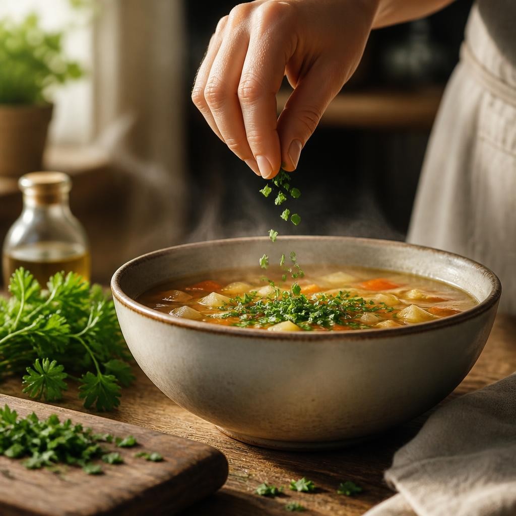 Illustration for the English word “parsley”