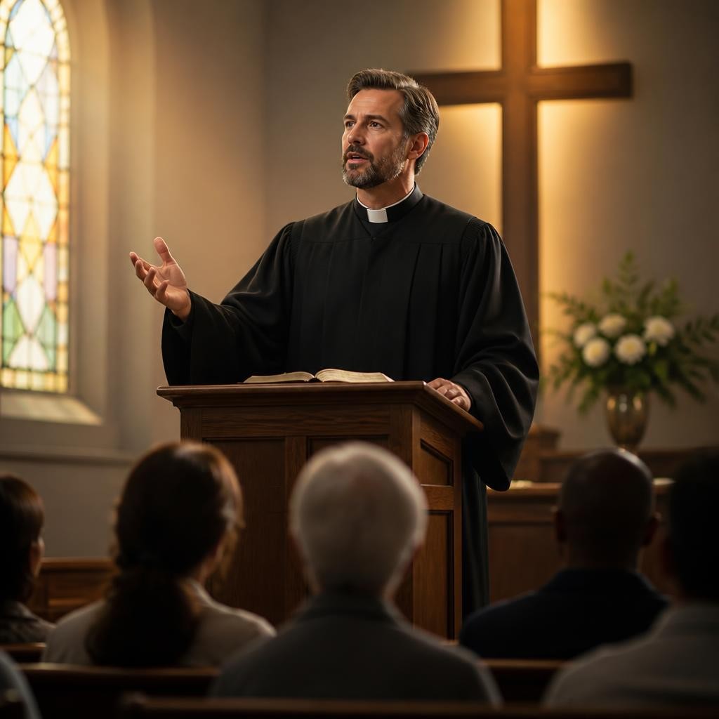 Illustration for the English word “pastor”