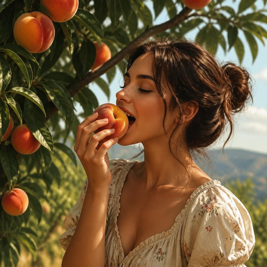 Illustration for the English word “peach”