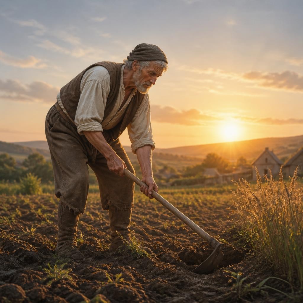 Illustration for the English word “peasant”