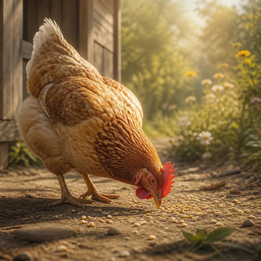 Illustration for the English word “peck”