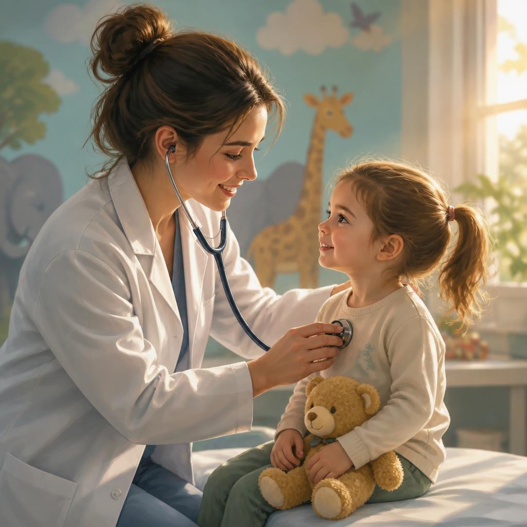 Illustration for the English word “pediatrics”