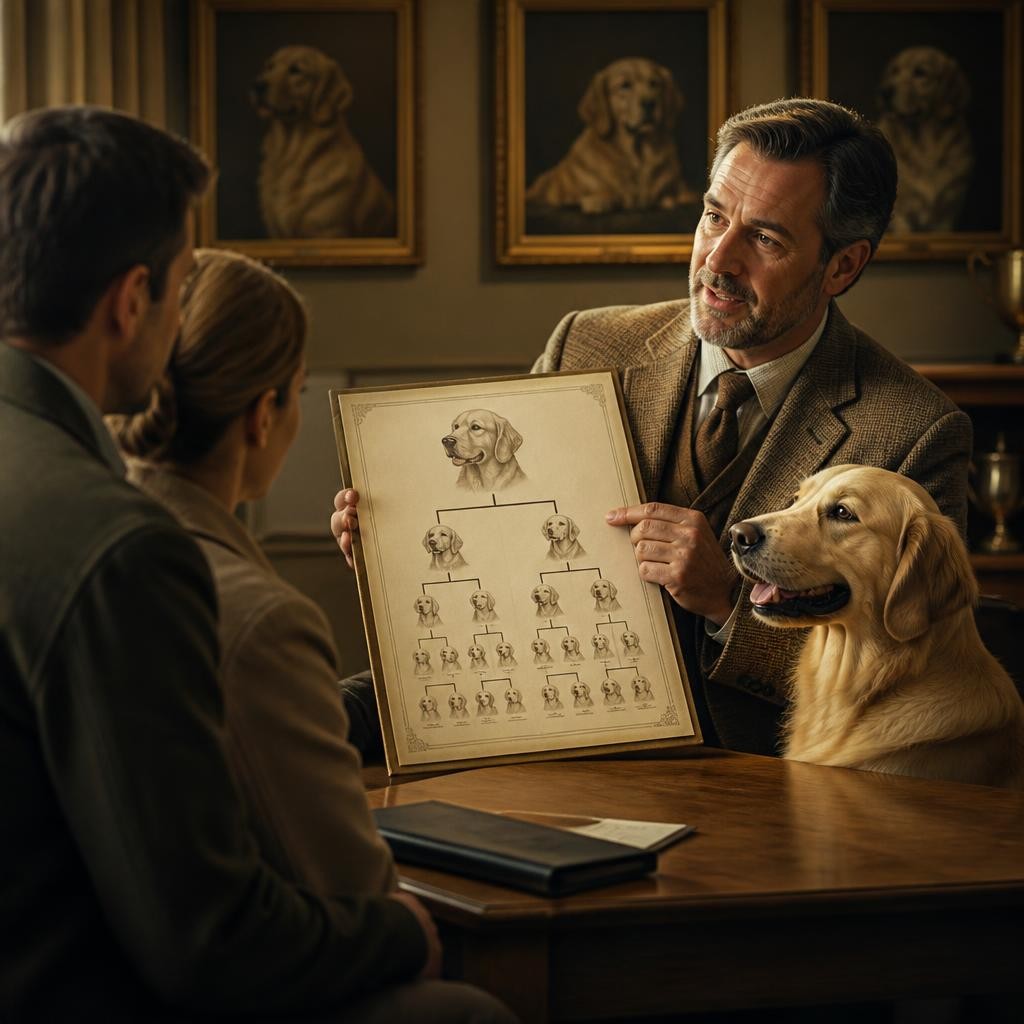 Illustration for the English word “pedigree”