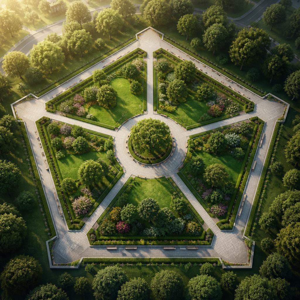 Illustration for the English word “pentagon”