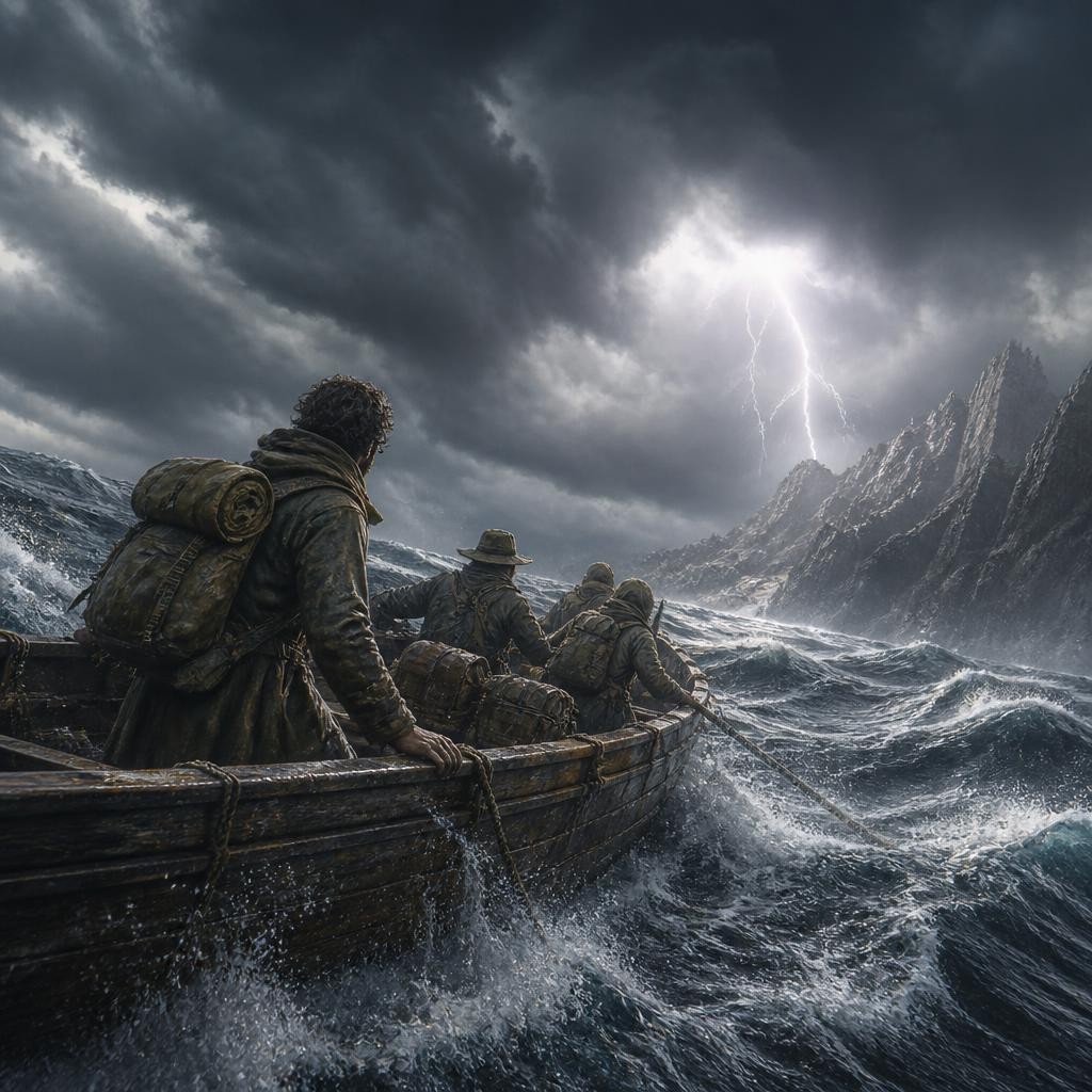 Illustration for the English word “peril”