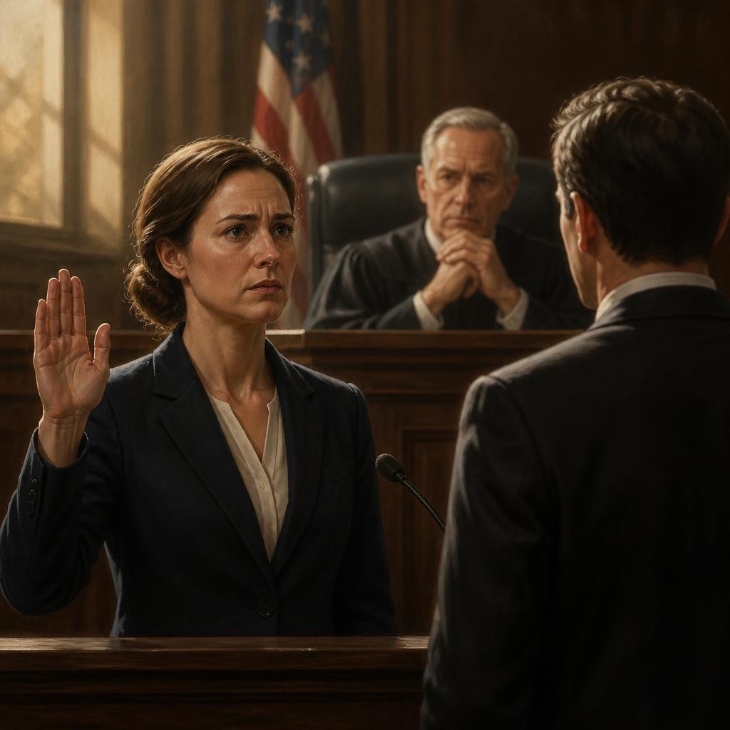 Illustration for the English word “perjury”