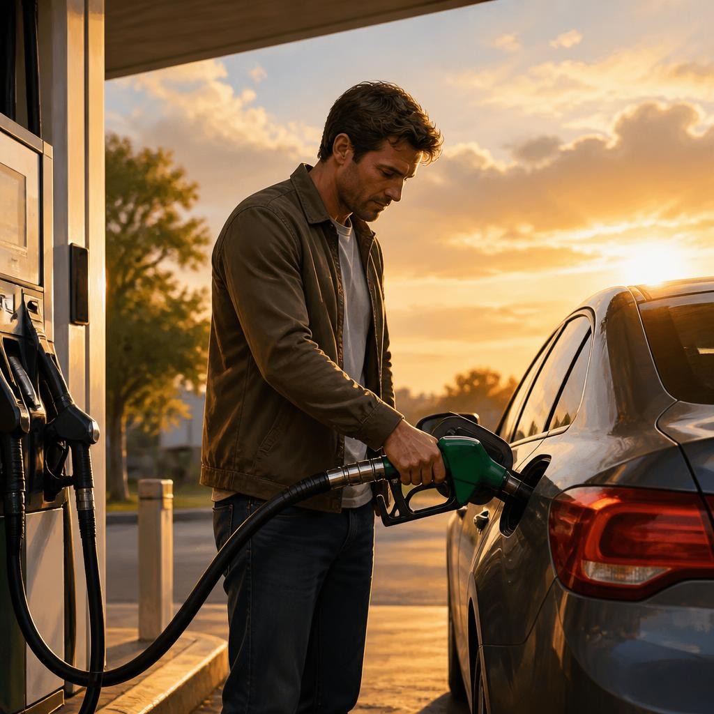 Illustration for the English word “petrol”