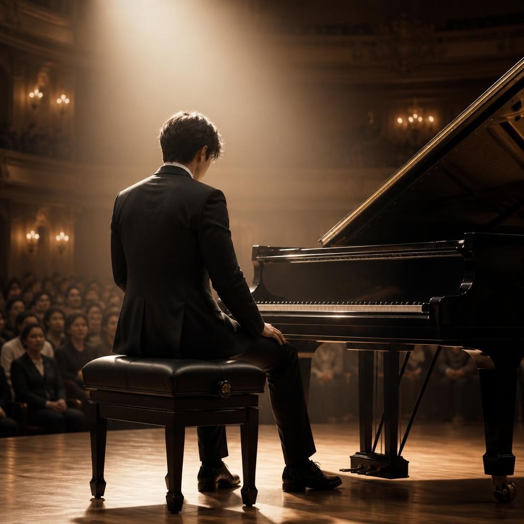 Illustration for the English word “pianist”