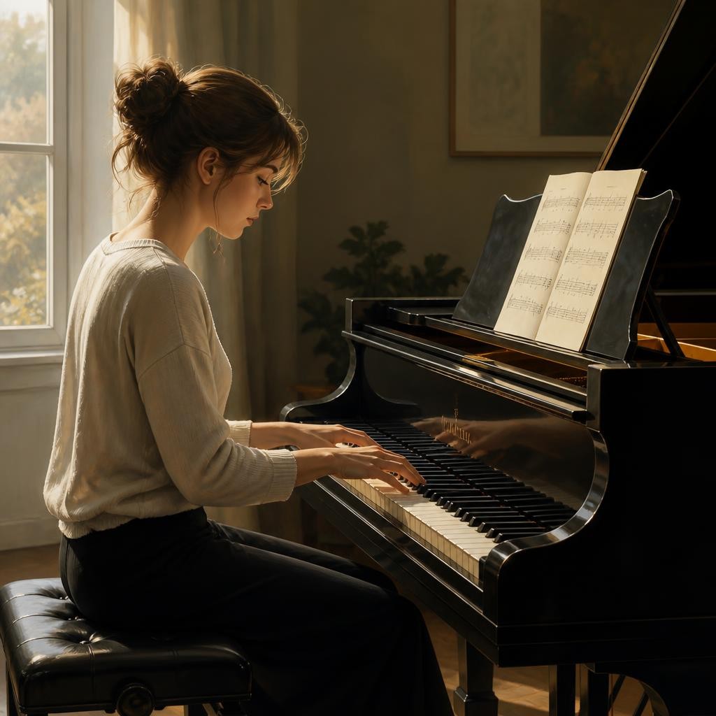 Illustration for the English word “piano”