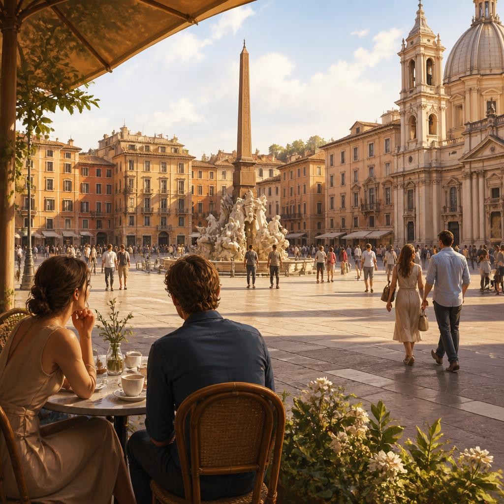 Illustration for the English word “piazza”