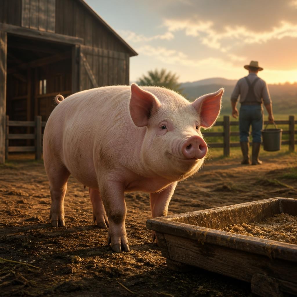 Illustration for the English word “pig”