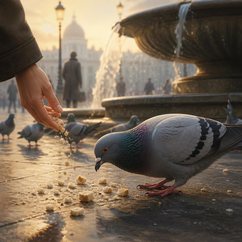 Illustration for the English word “pigeon”