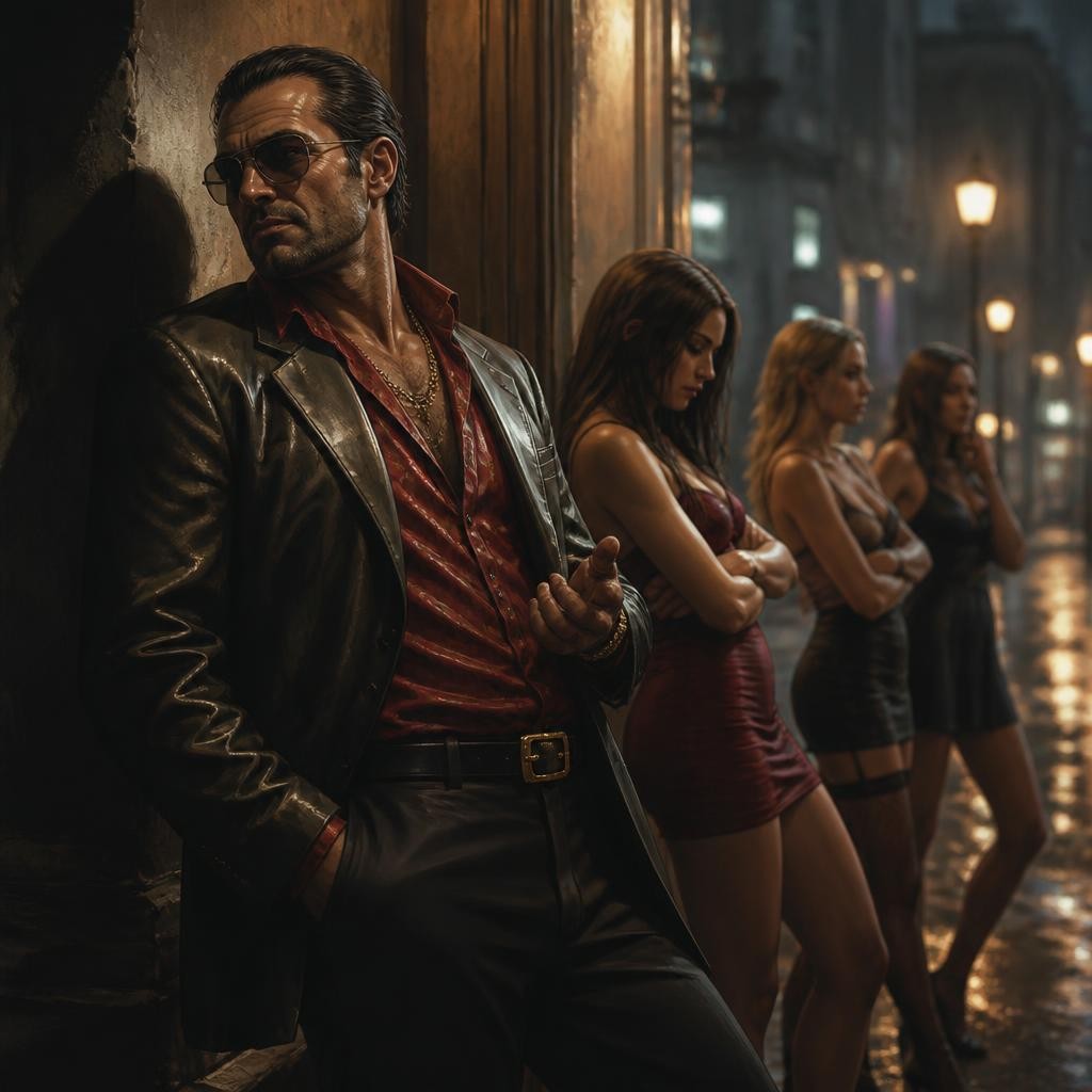 Illustration for the English word “pimp”