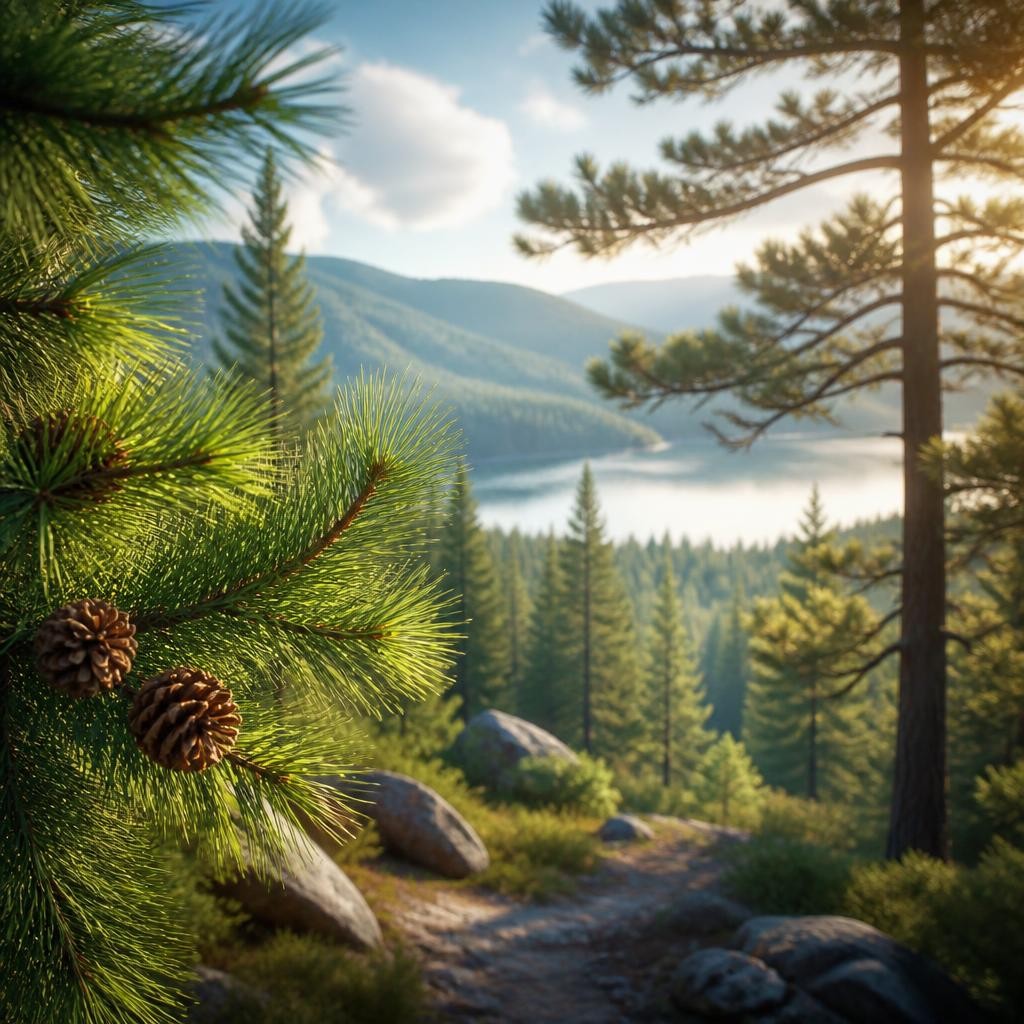 Illustration for the English word “pine”