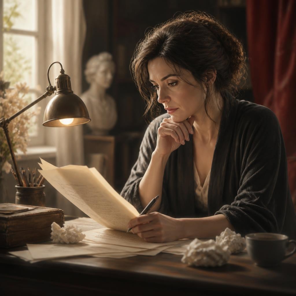 Illustration for the English word “playwright”