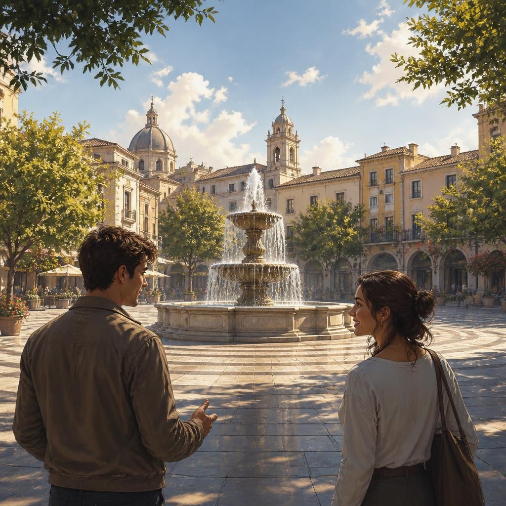 Illustration for the English word “plaza”