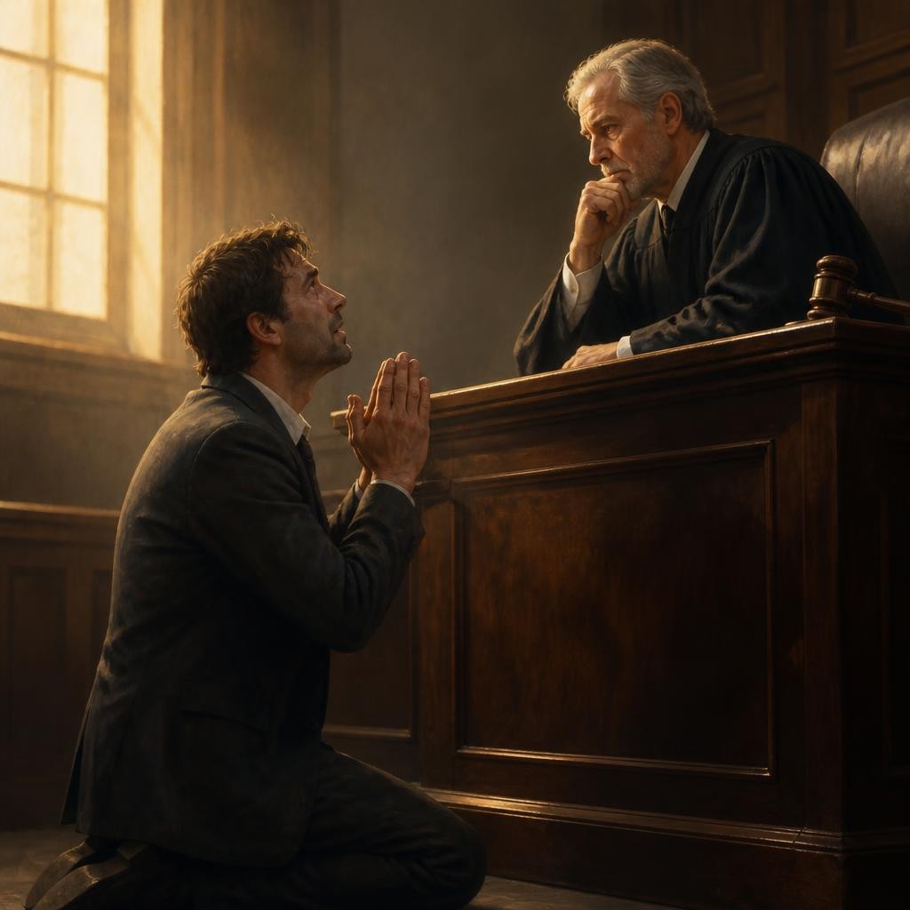 Illustration for the English word “plead”