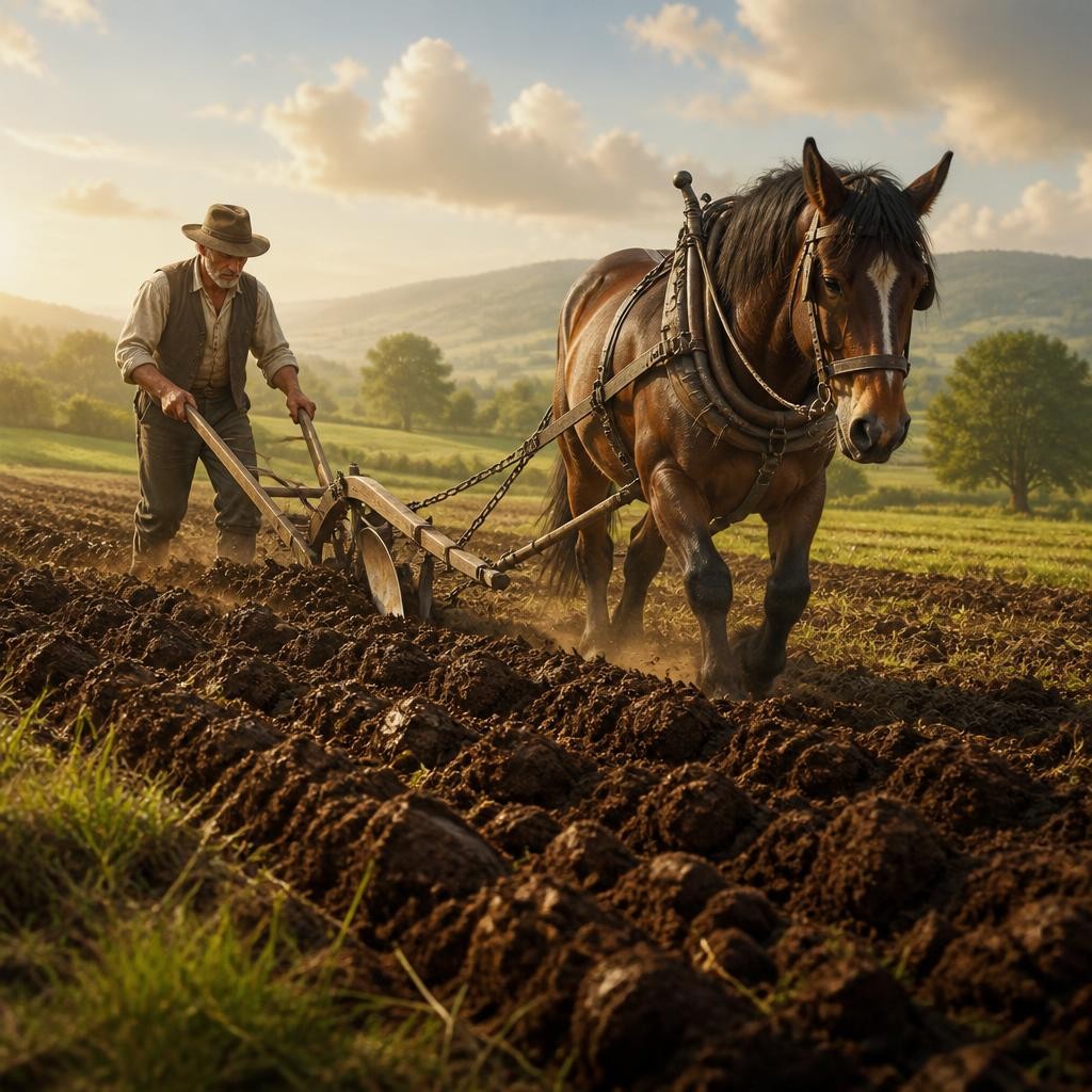 Illustration for the English word “plow”