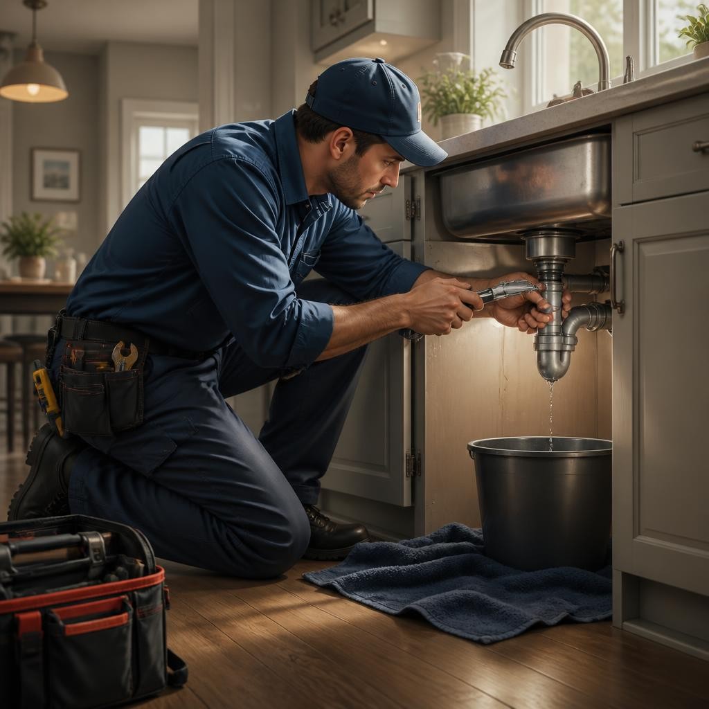 Illustration for the English word “plumber”