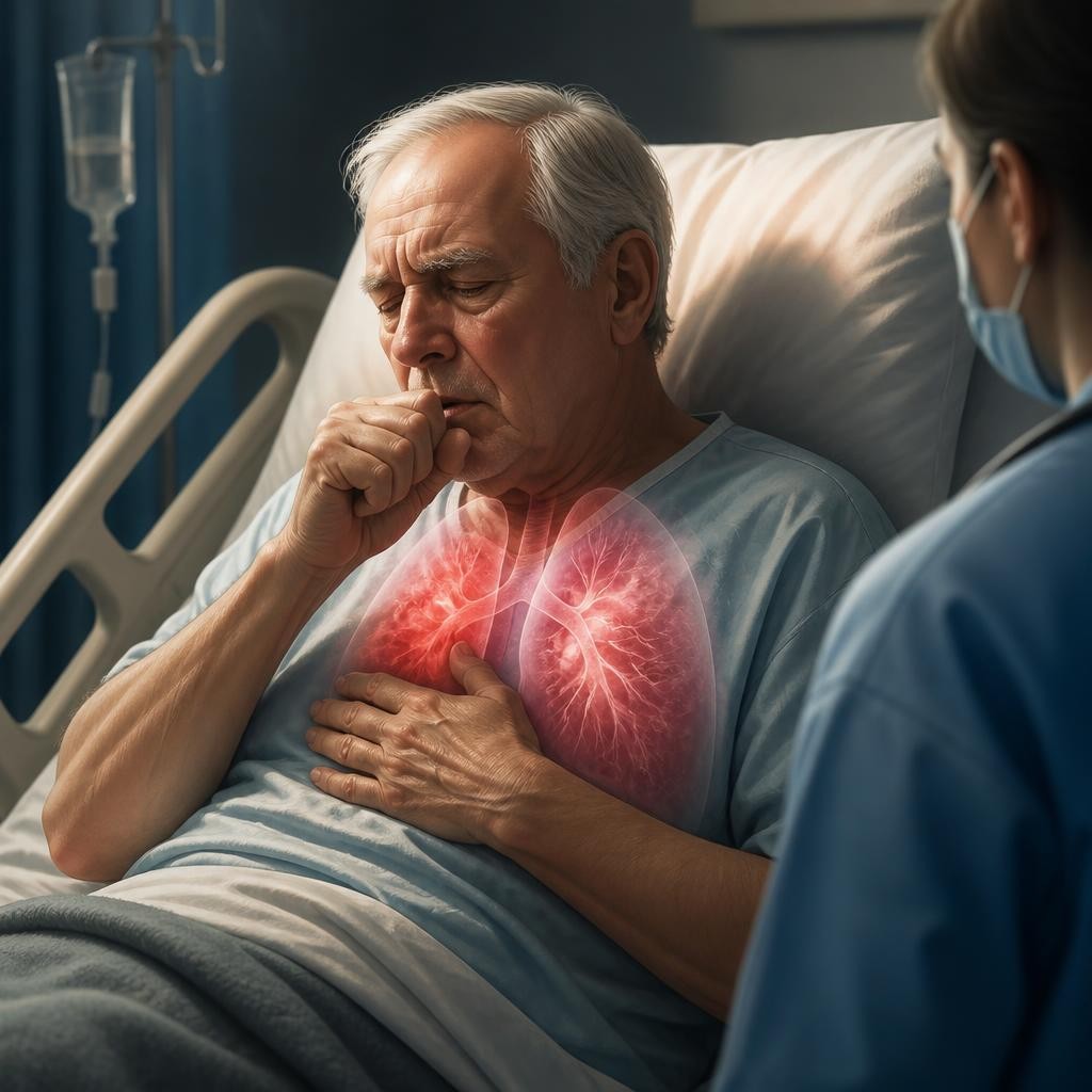 Illustration for the English word “pneumonia”