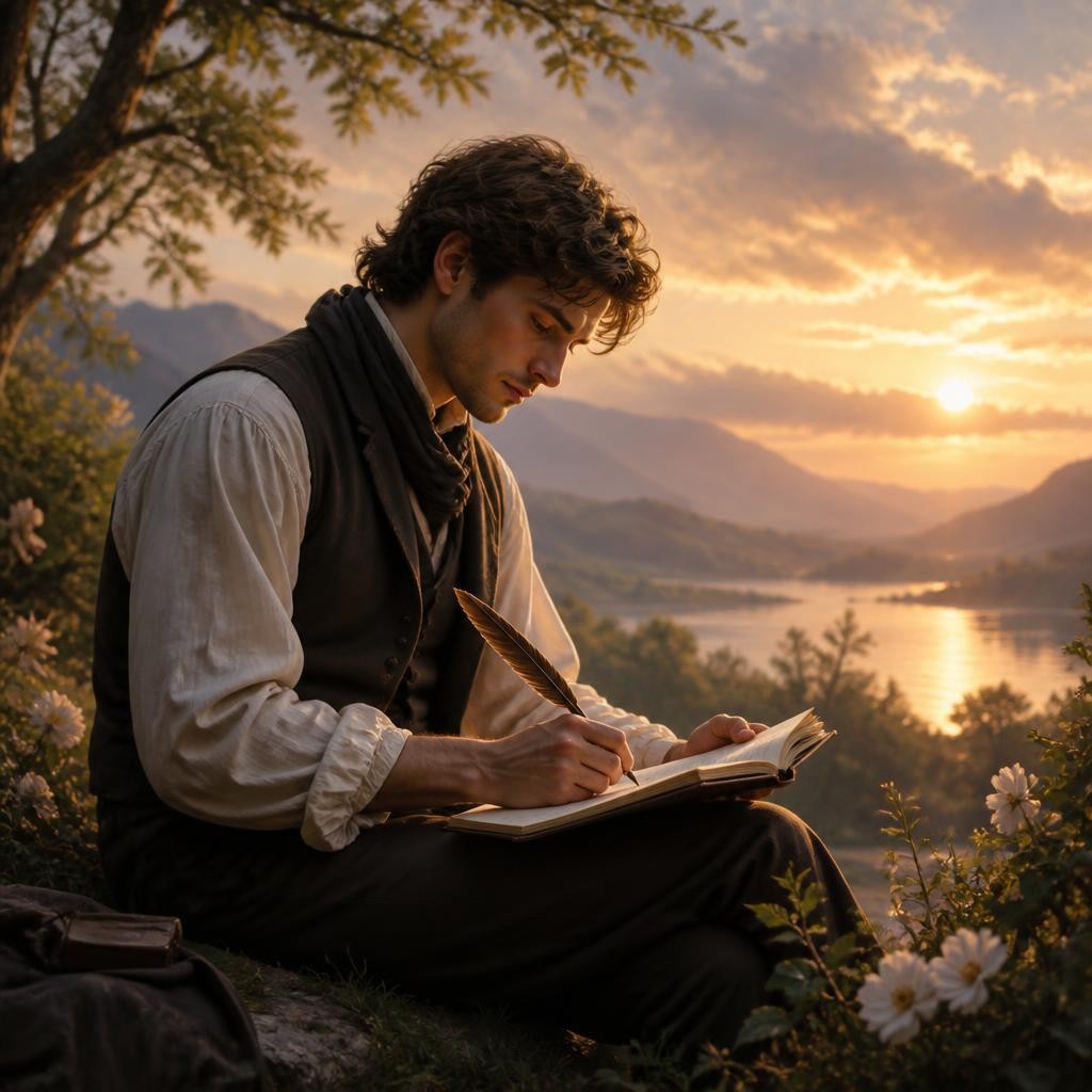 Illustration for the English word “poet”