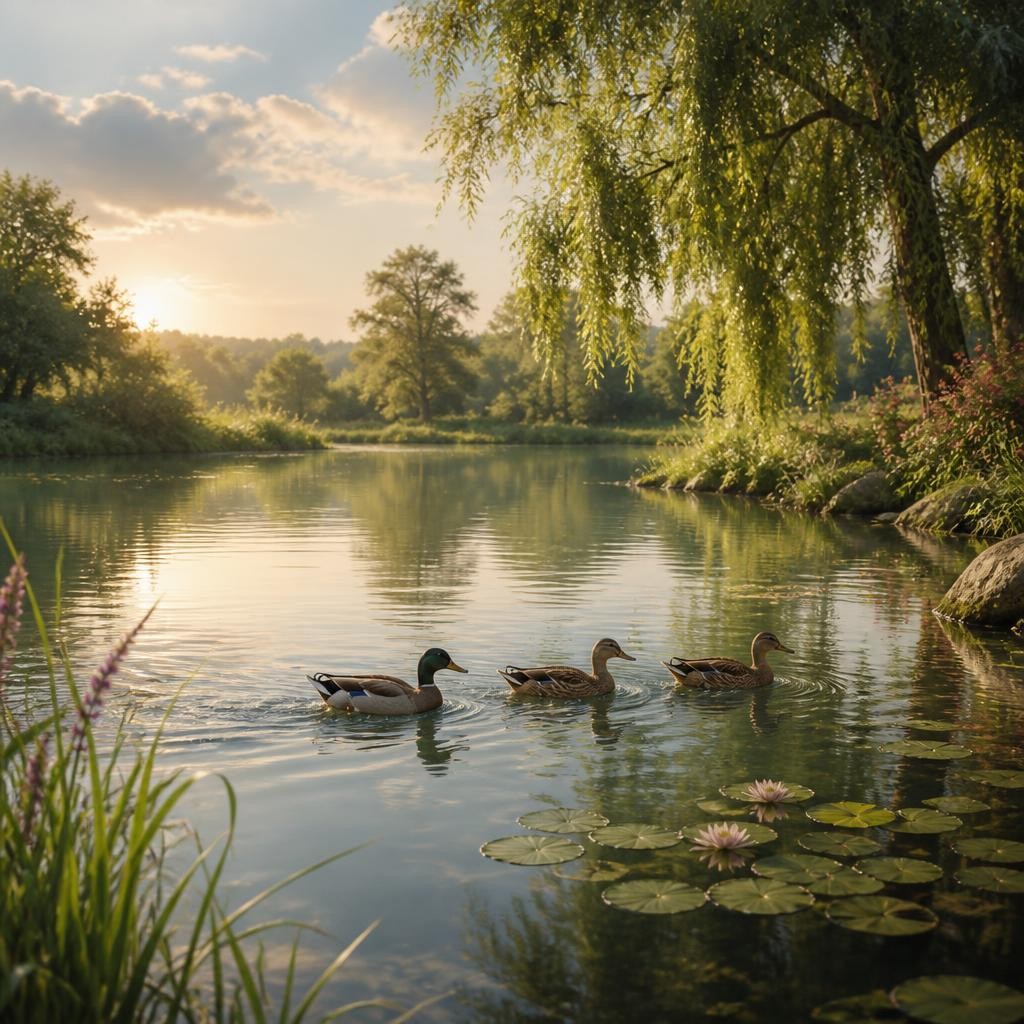 Illustration for the English word “pond”