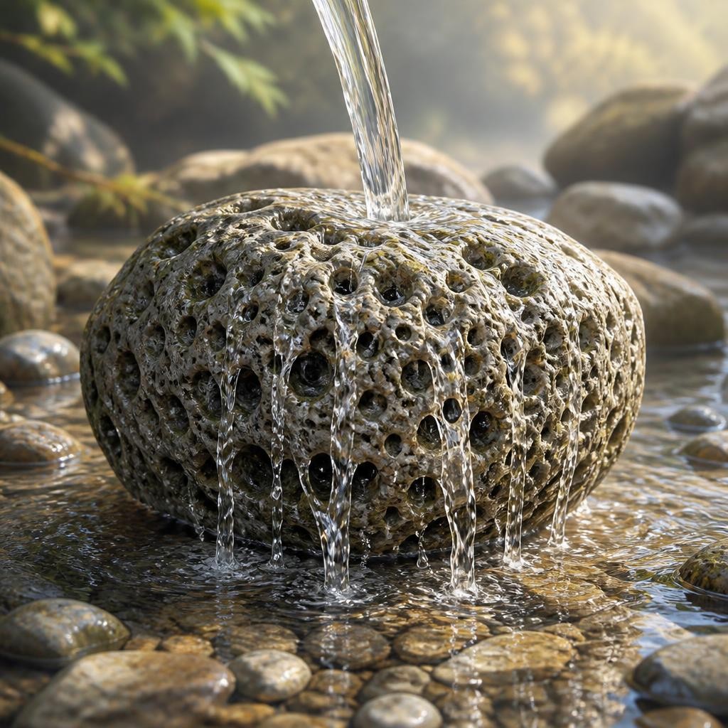 Illustration for the English word “porous”