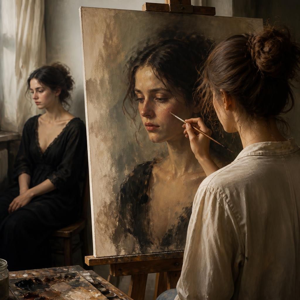 Illustration for the English word “portray”
